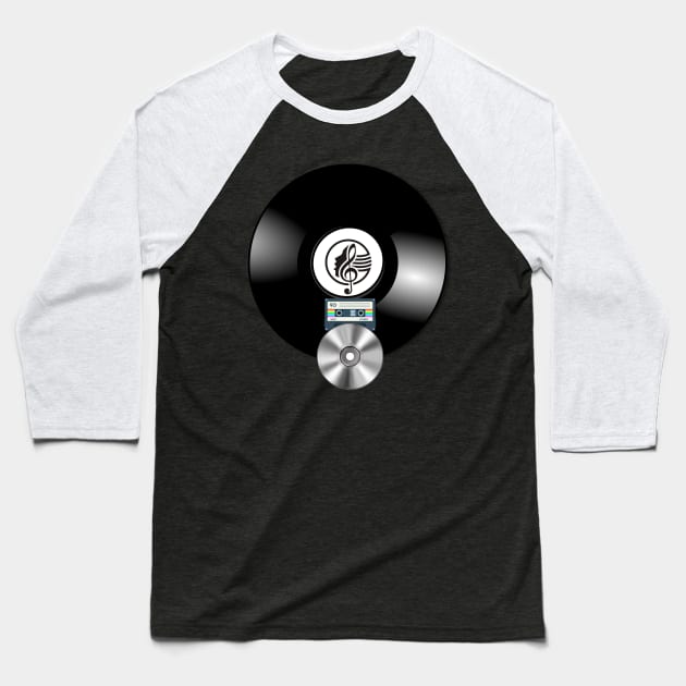 Vinyl, tape, CD Baseball T-Shirt by All on Black by Miron